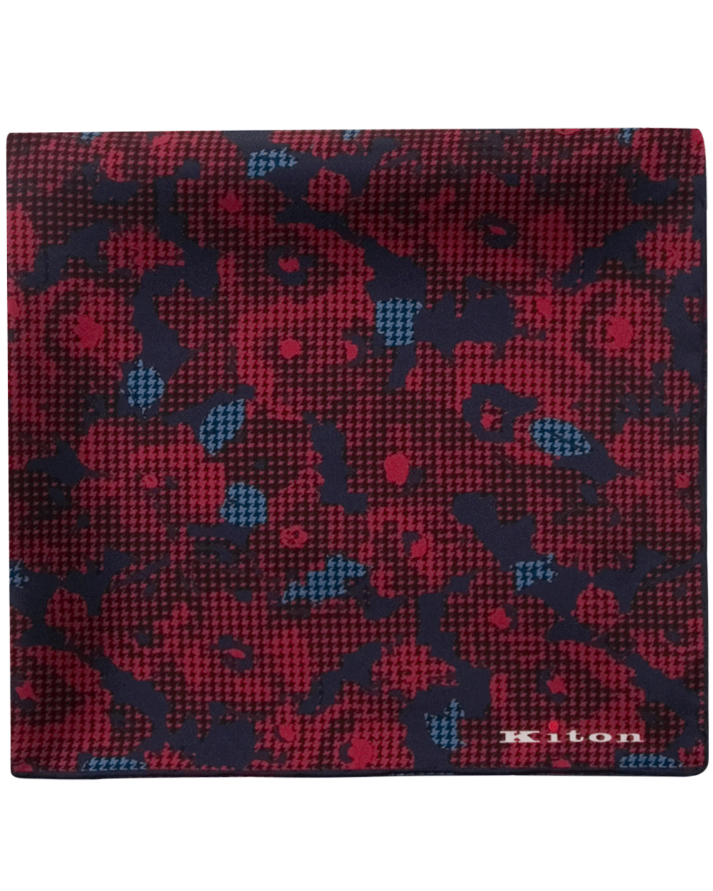 Red and Navy Camo Houndstooth Pocket Square