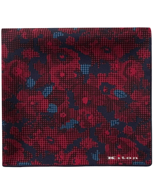 Red and Navy Camo Houndstooth Pocket Square