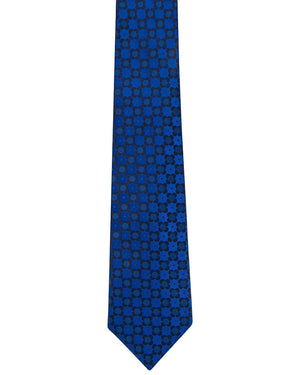 Royal Blue Geometric Floral Tie