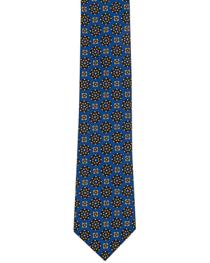 Royal Blue with Yellow and Chocolate Medallion Tie