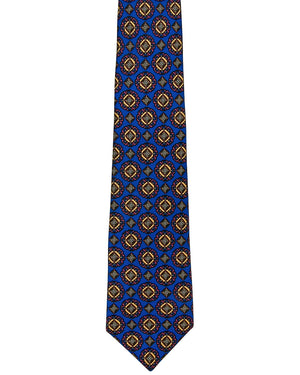 Royal Blue with Yellow and Pink Medallion Tie