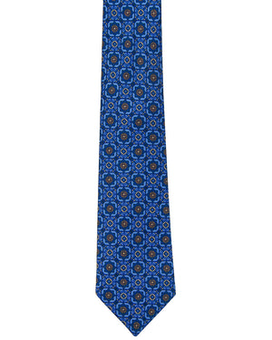 Royal and Light Blue with Yellow Medallion Tie