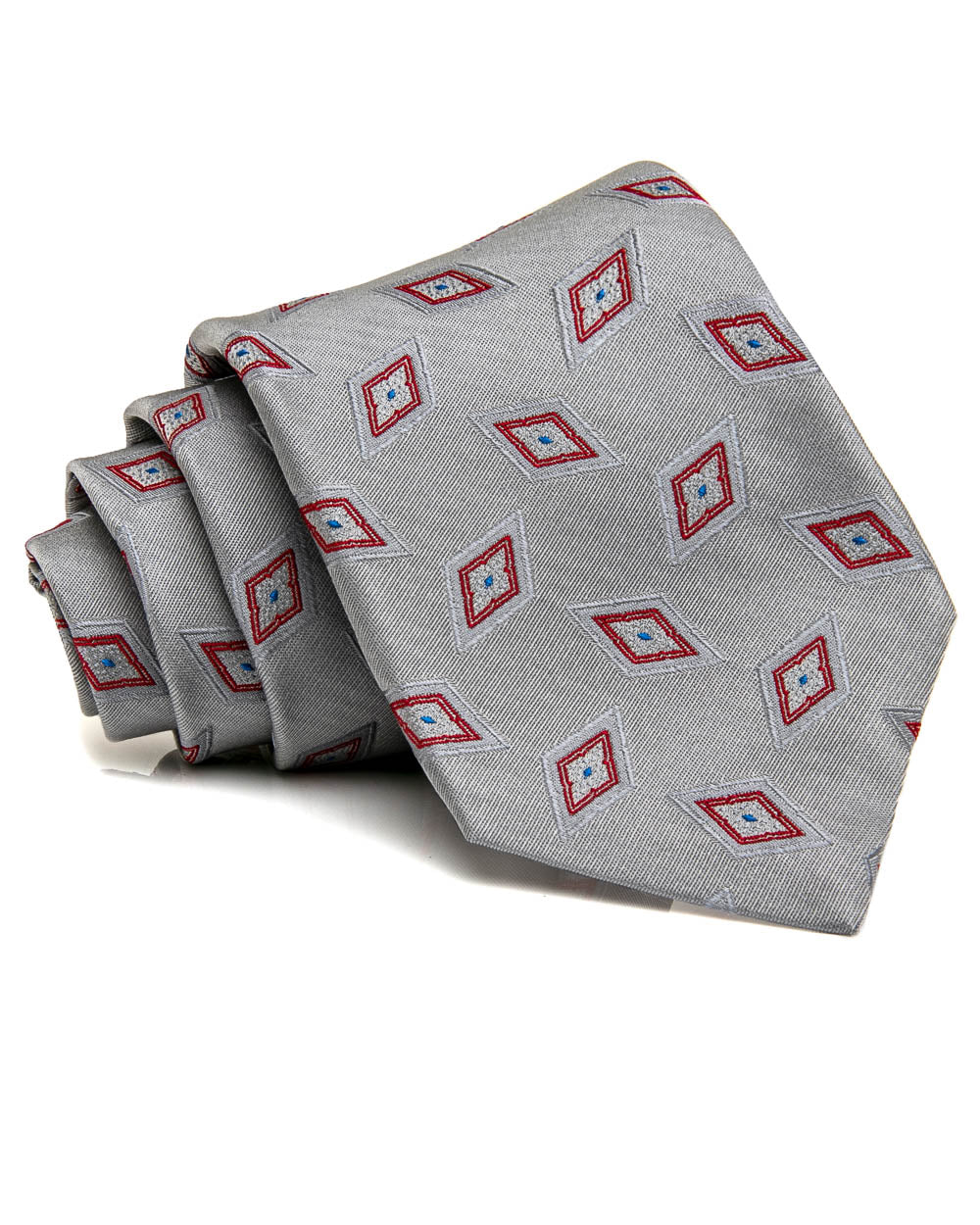 Silver and Red Geometric Tie