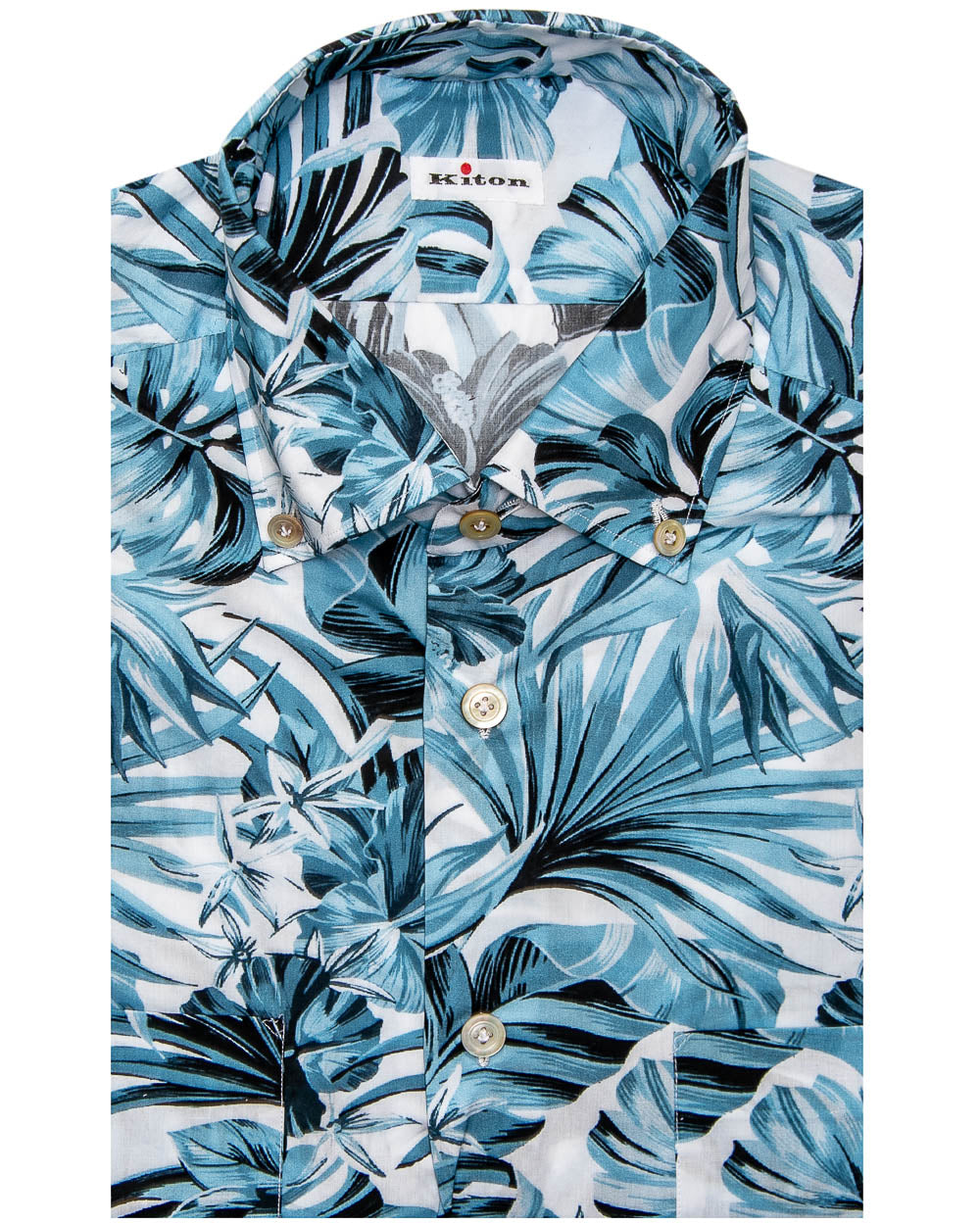 Sky and Dark Blue Tropical Print Shirt
