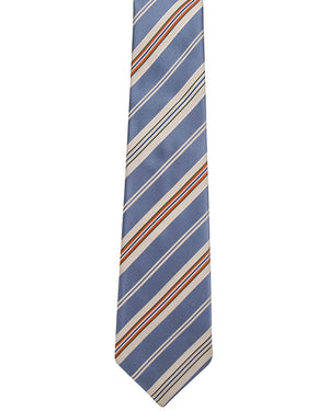 Sky with Ivory Orange Green and Blue Stripe Tie
