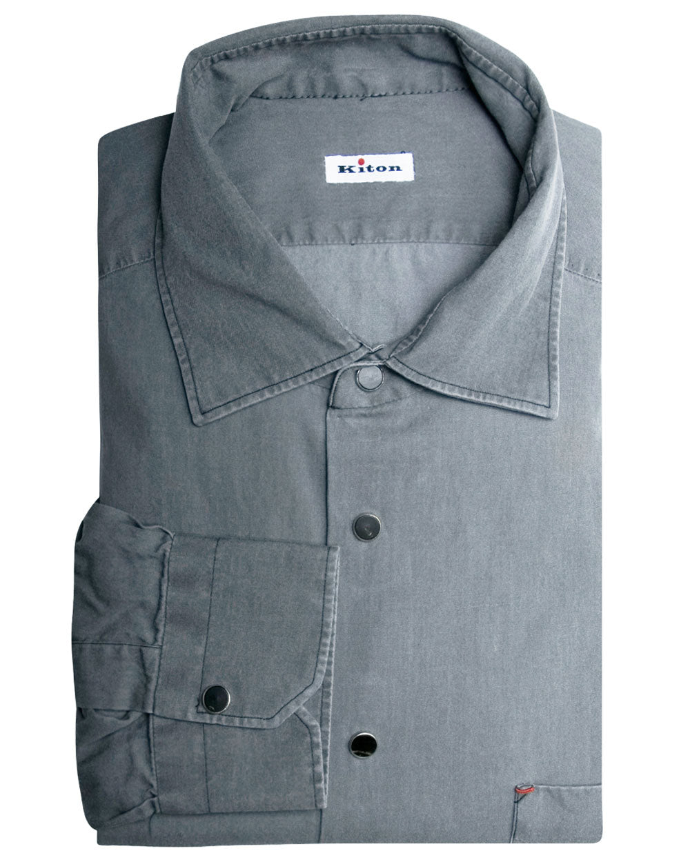 Solid Grey with Black Horn Buttons Sport Shirt