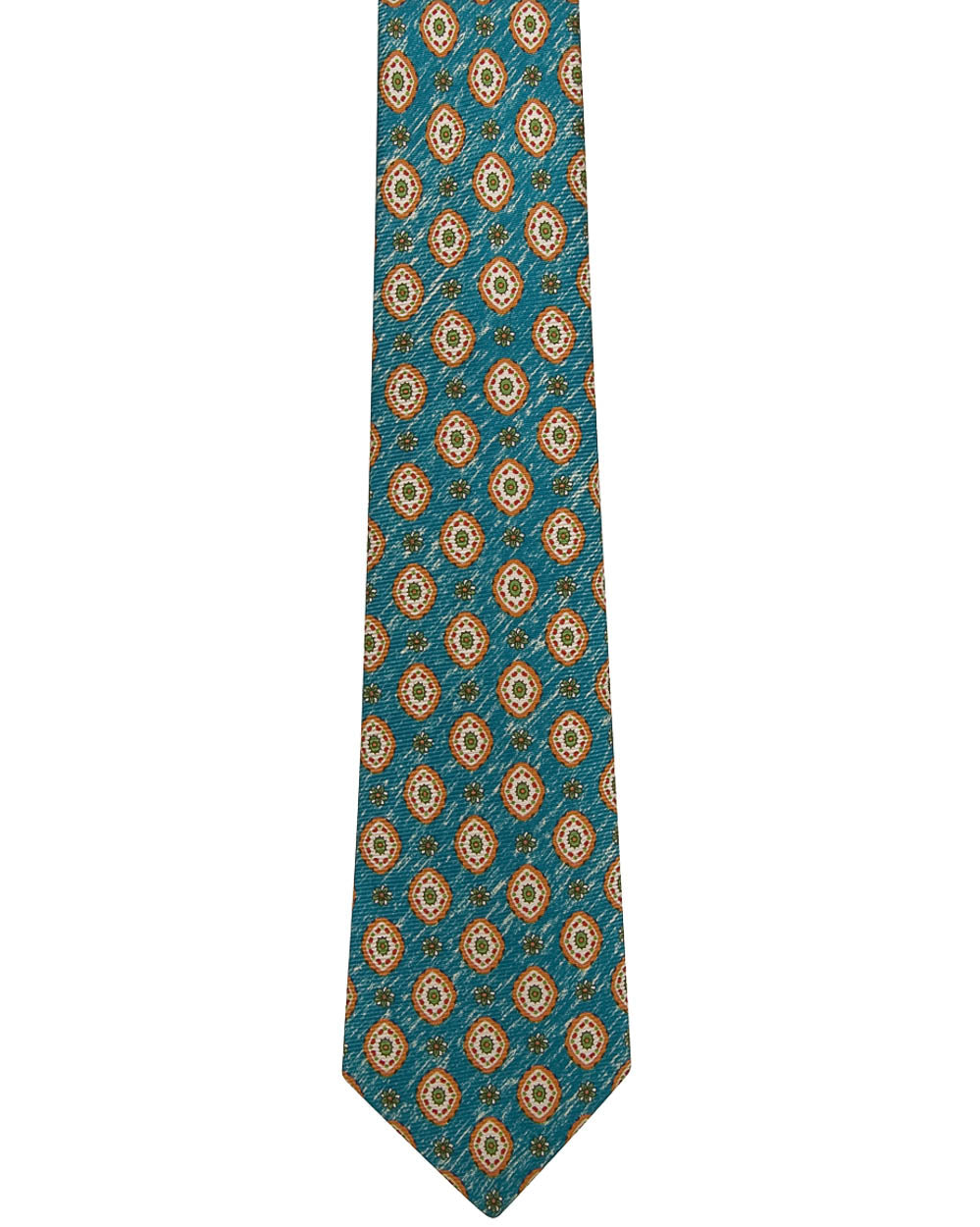 Teal with Orange and Green Medallion Tie