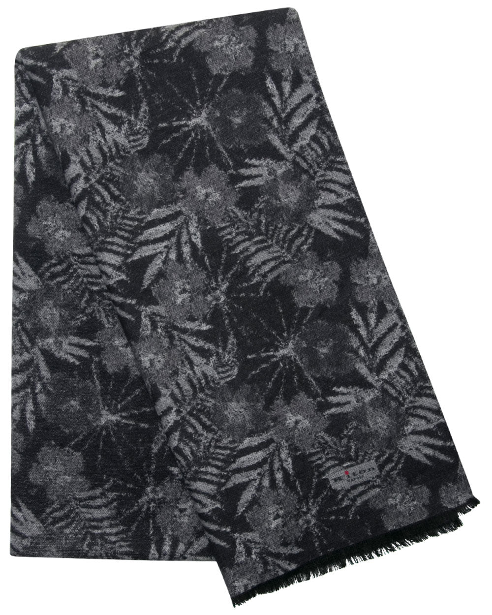 Tonal Palm Print Silk Scarf in Charcoal