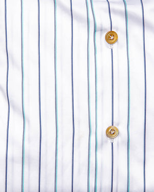 White with Navy and Teal Stripe Shirt