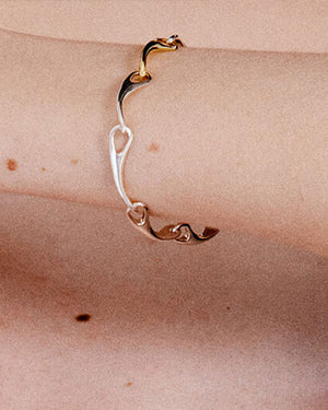 18k Yellow Gold and Sterling Silver Echo Bracelet