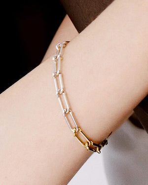 18k Yellow Gold and Sterling Silver Merge Bracelet