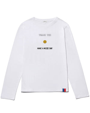 The Modern Long Sleeve Thank You Tee in White