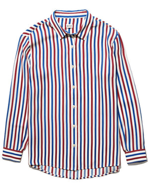 The Ponza Shirt in Royal and Wine Stripe