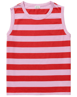 The Tank in Wide Poppy and Pink Stripe