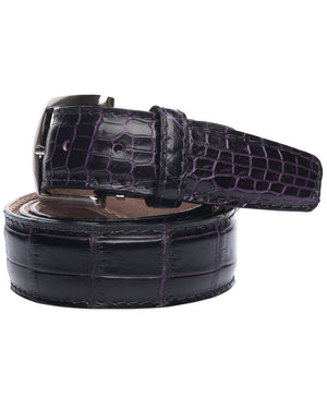 Two Tone Nile Crocodile Belt in Black and Purple