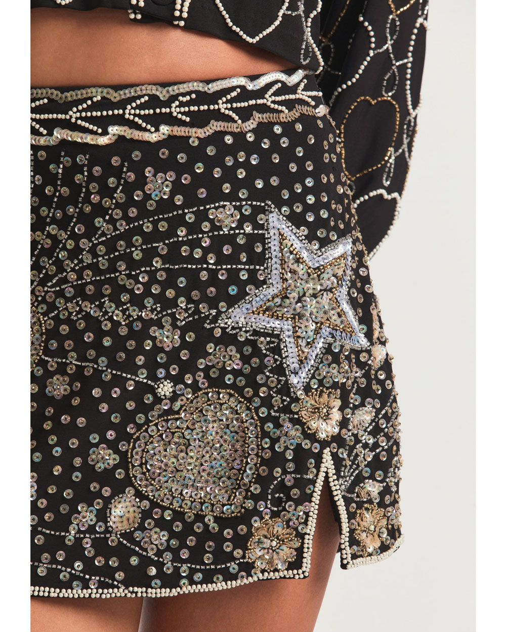 Black Lani Embellished Mini Skirt
