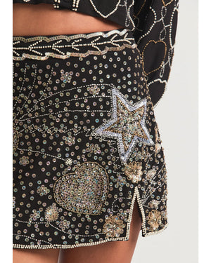 Black Lani Embellished Mini Skirt