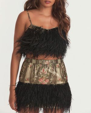 Midnight Ruby Dusty Cropped Feather Cami