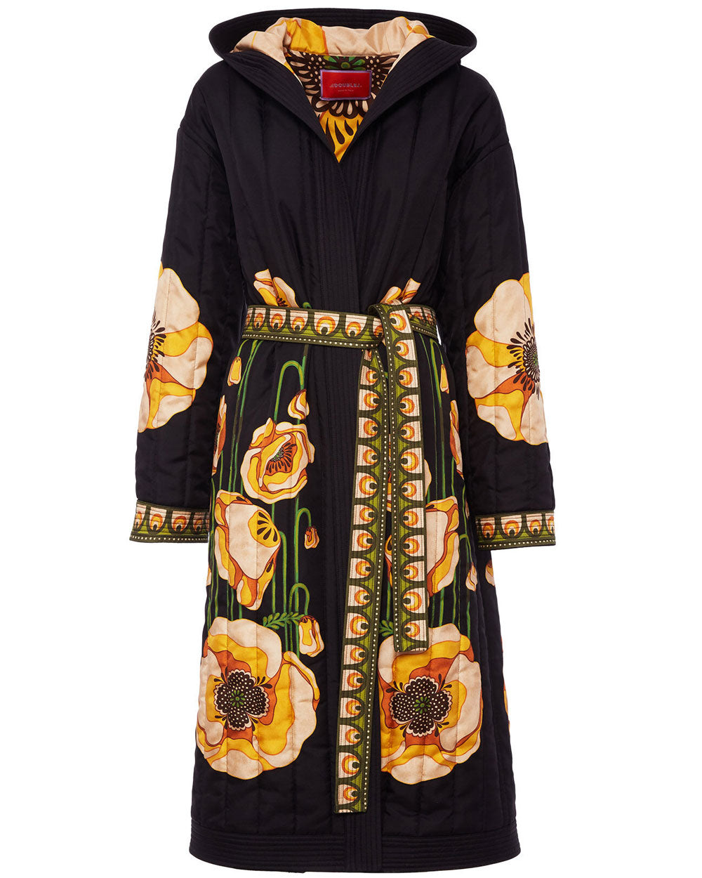 Black Poppies Placee Puffer Robe