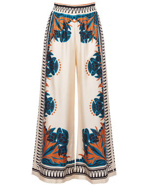 Florence Placée Palazzo Pants in Silk Twill