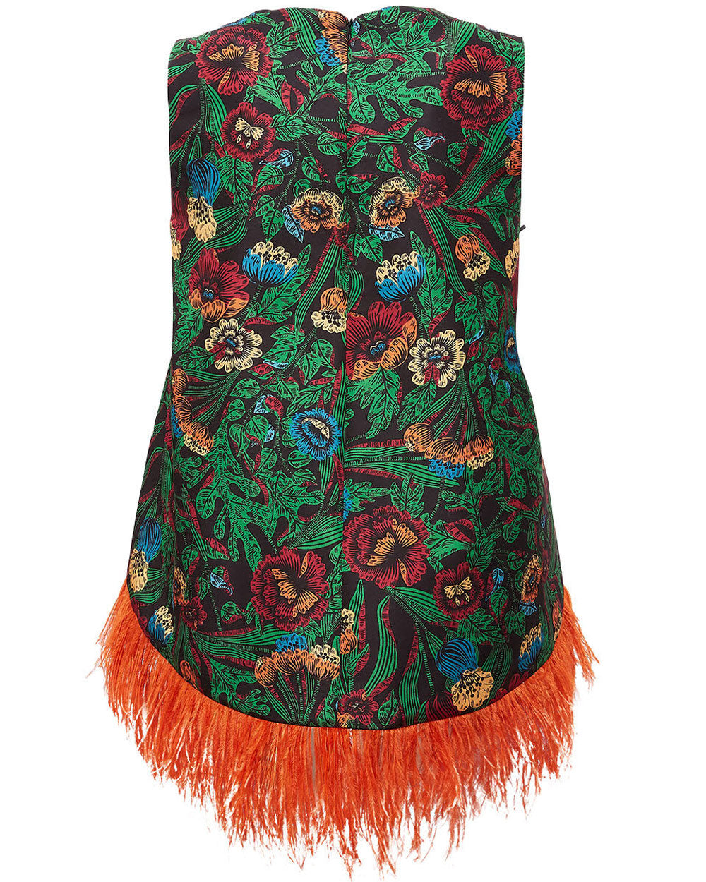 Night Garden La Scala Top with Feathers in Faille