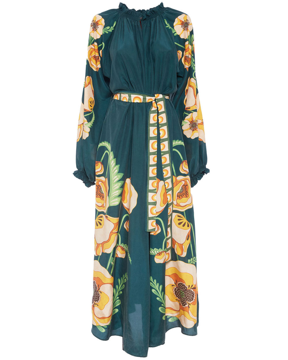 Poppies Green Placee Chere Dress