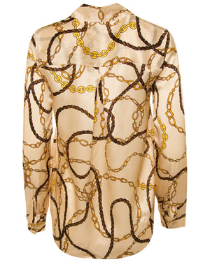 Champagne and Gold Chain Tyler Long Sleeve Blouse