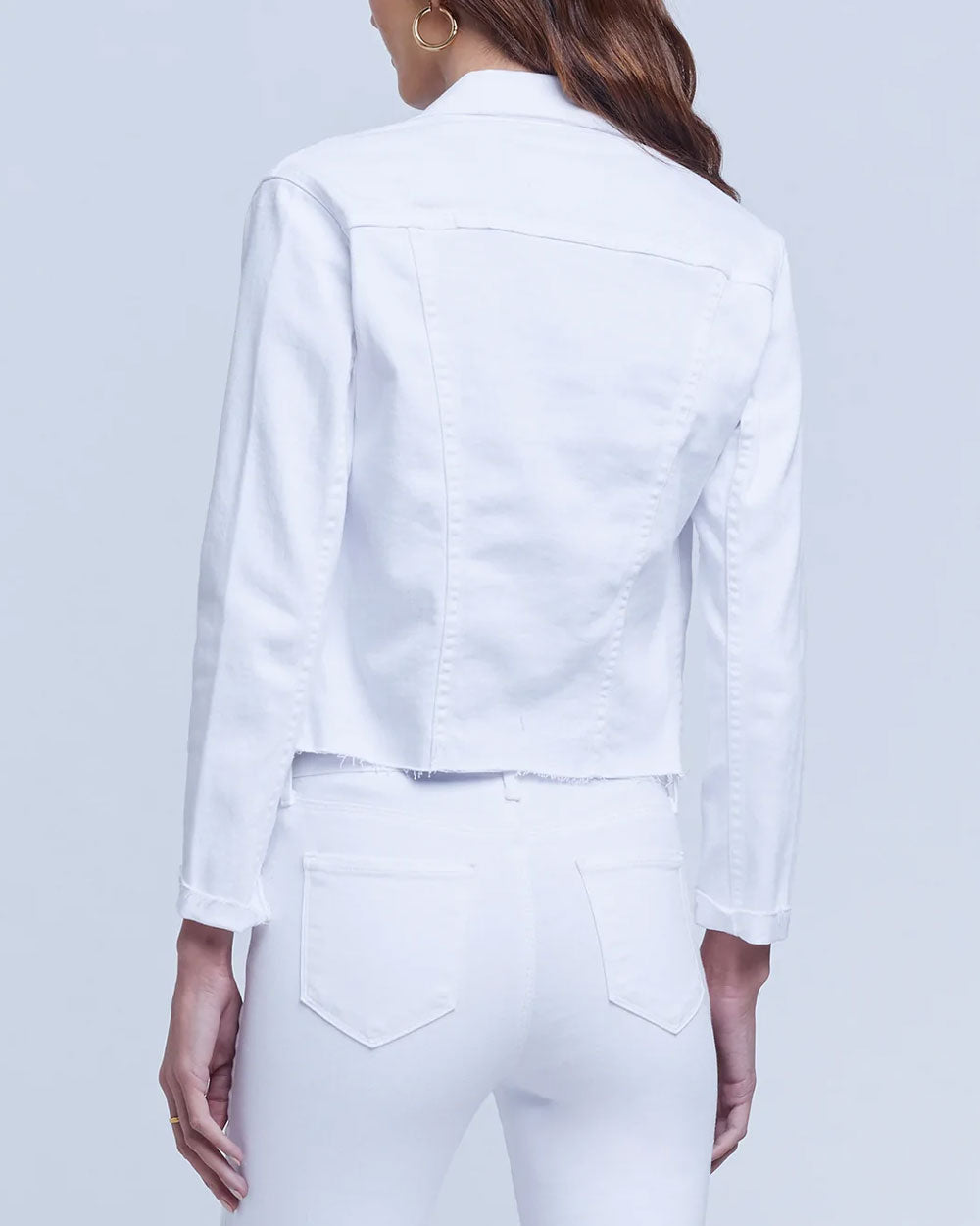 Janelle Slim Raw Denim Jacket in Blanc