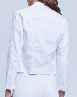Slim Janelle Raw Denim Jacket in Blanc