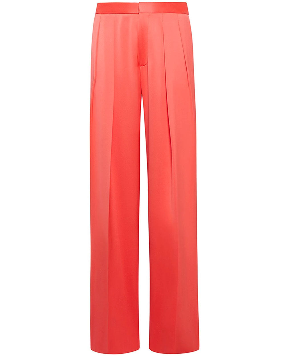 Hot Coral Heavy Silk Pleated Trouser