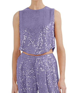 Lilac Sequin Cropped Tank