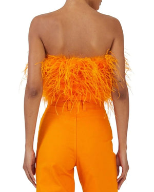 Tangerine Ostrich Feather Tube Top