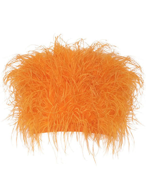 Tangerine Ostrich Feather Tube Top