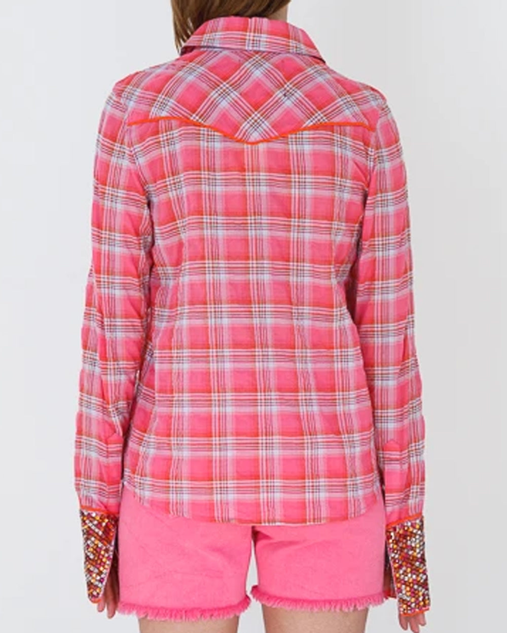 Pink Plaid Super Stoned Cowboy Button Down Shirt