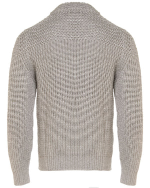 Light Grey Cashmere and Silk Mockneck Sweater