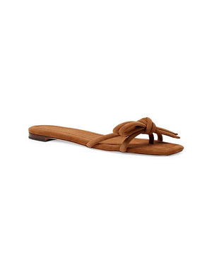 Hadley Leather Bow Flat Sandal in Cacao