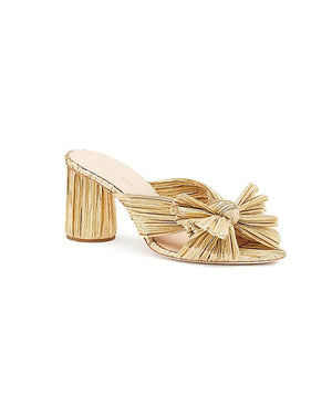 Penny Pleated Bow Heel in Gold