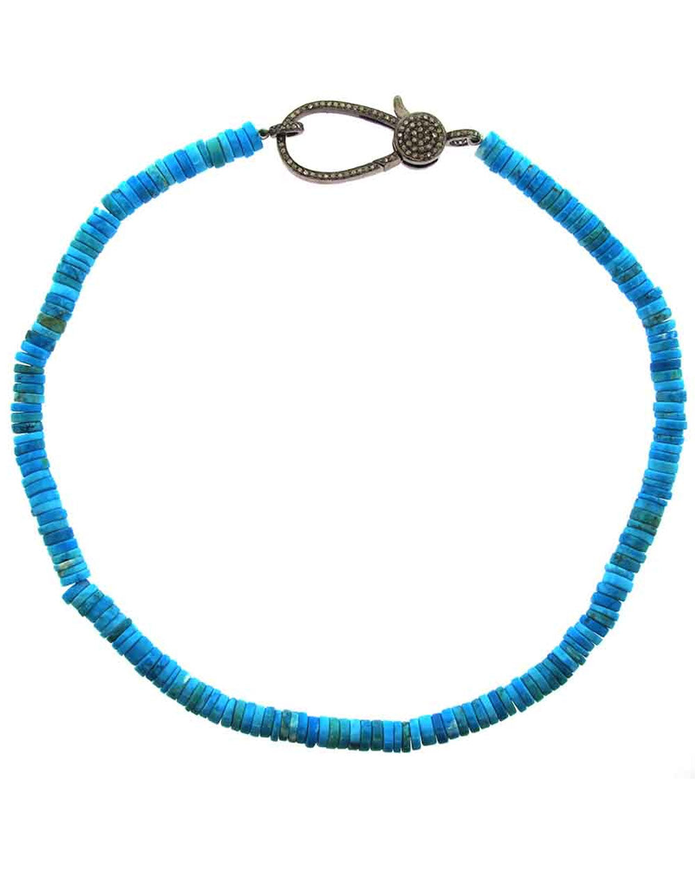 21” Diamond and Turquoise Rondelle Beaded Necklace