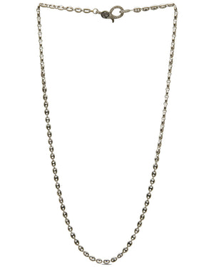 Gray Diamond Oval Button Link Chain Necklace
