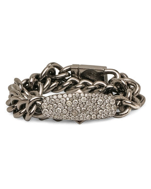 Grey Diamond Double Wrap Link Bracelet