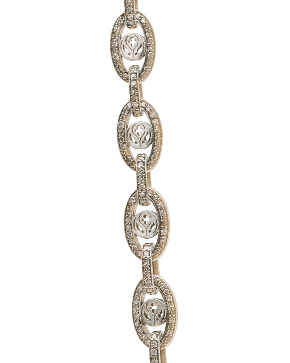 Oxidized Silver Diamond Quatrefoil Link Necklace