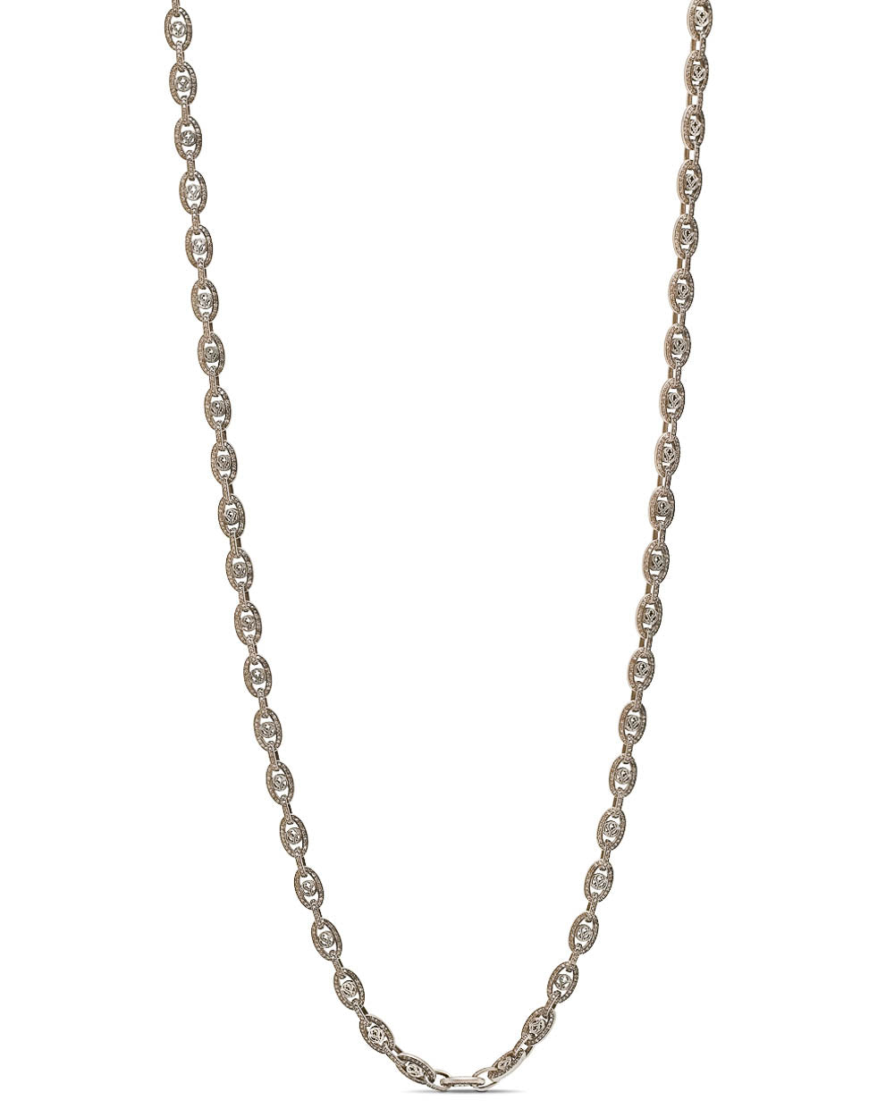 Oxidized Silver Diamond Quatrefoil Link Necklace