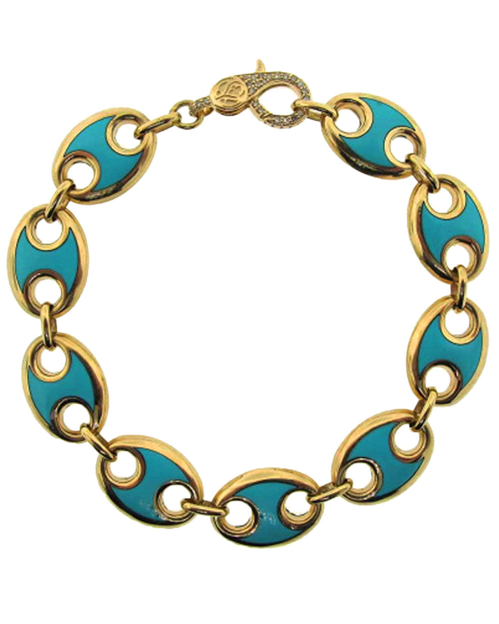 Turquoise and Diamond Mariner Link Bracelet