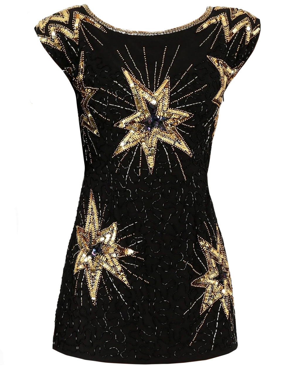 Black Beaded Starburst Colville Mini Dress
