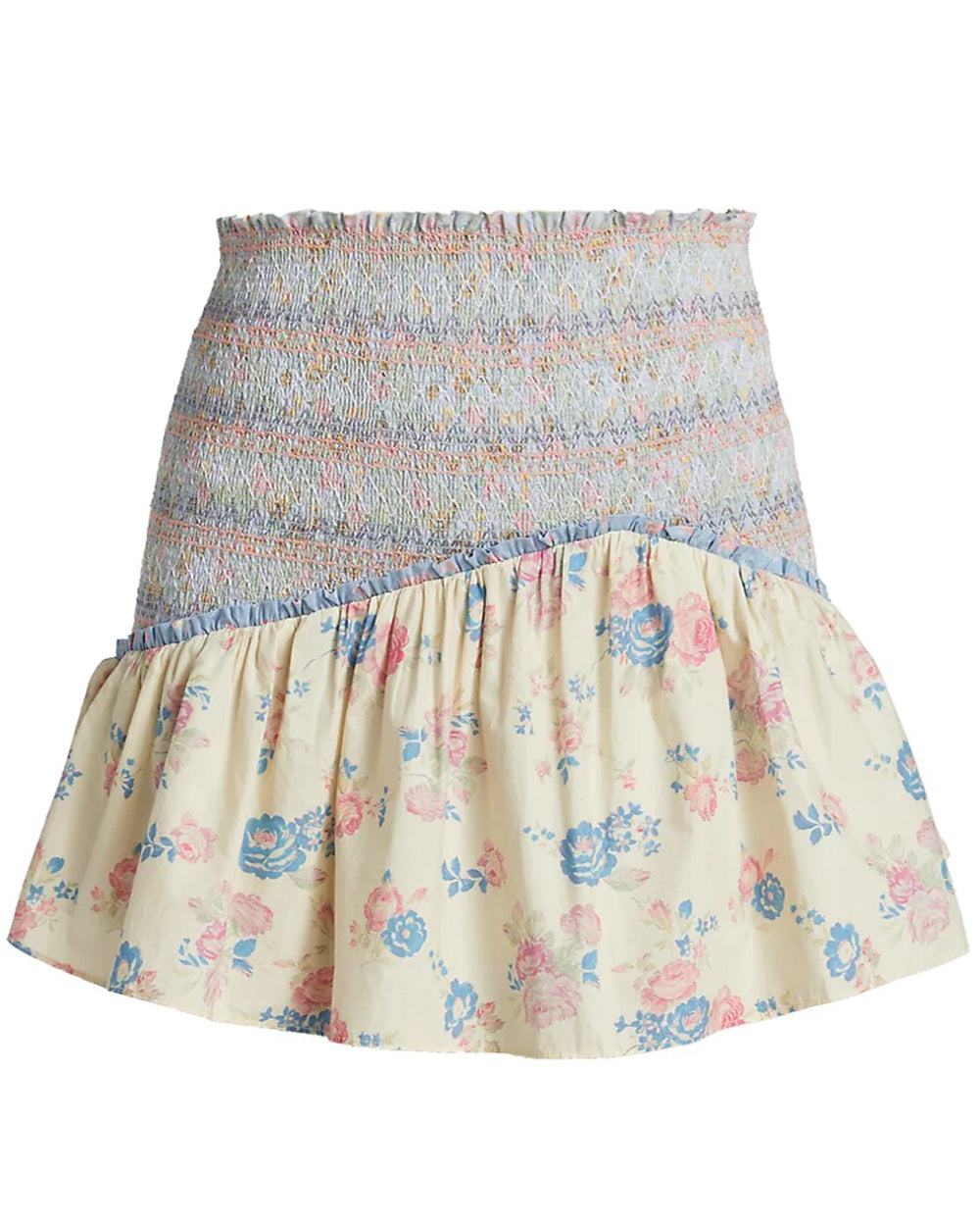 Pastel Lemon Smocked Anguilla Mini Skirt