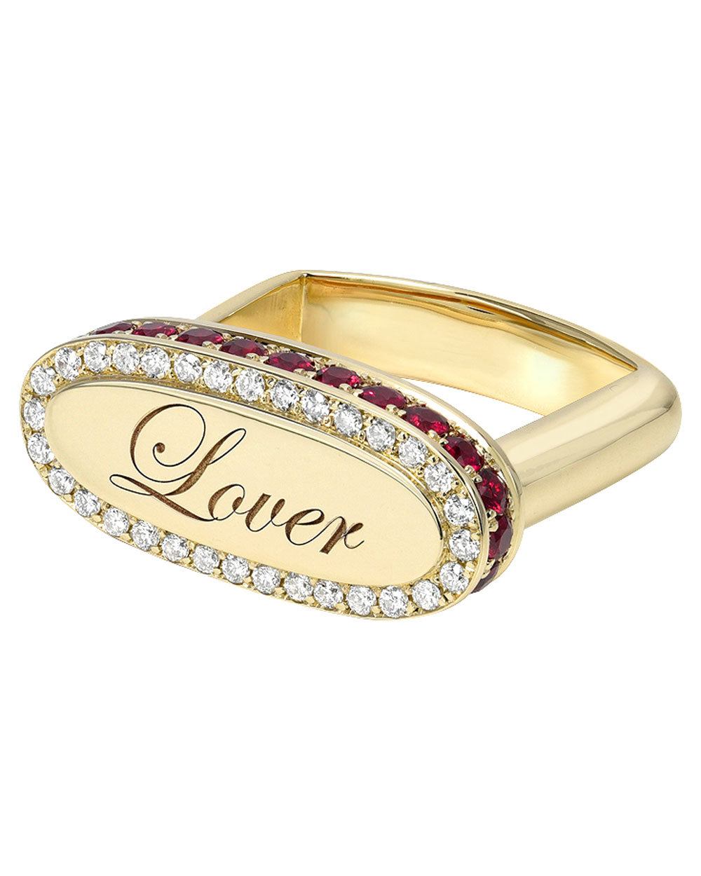 Lover White Diamond Signet Ring