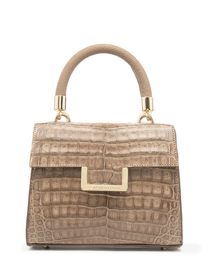 Michelle Crocodile Top-Handle Bag in Almond