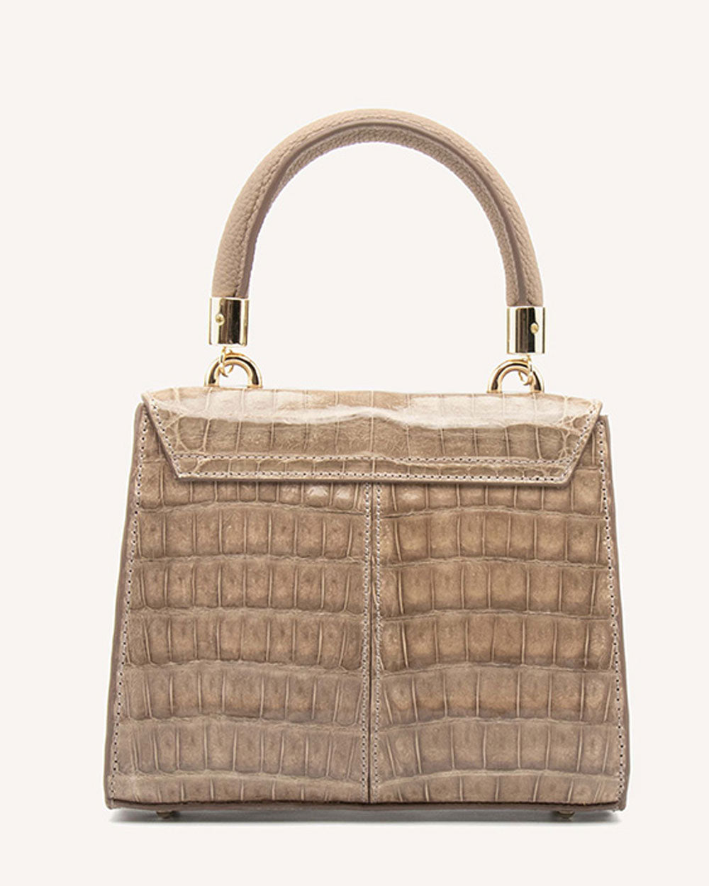 Michelle Crocodile Top-Handle Bag in Almond