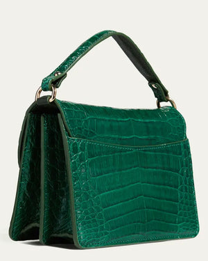 Valencia Crocodile Top-Handle Bag in Emerald