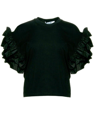Black Ruffle Sleeve T-Shirt